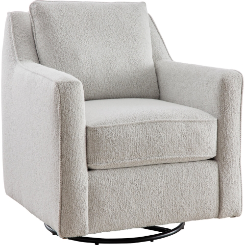 Swivel Glider Accent Chair in Labradoodle Salt Off White Fabric